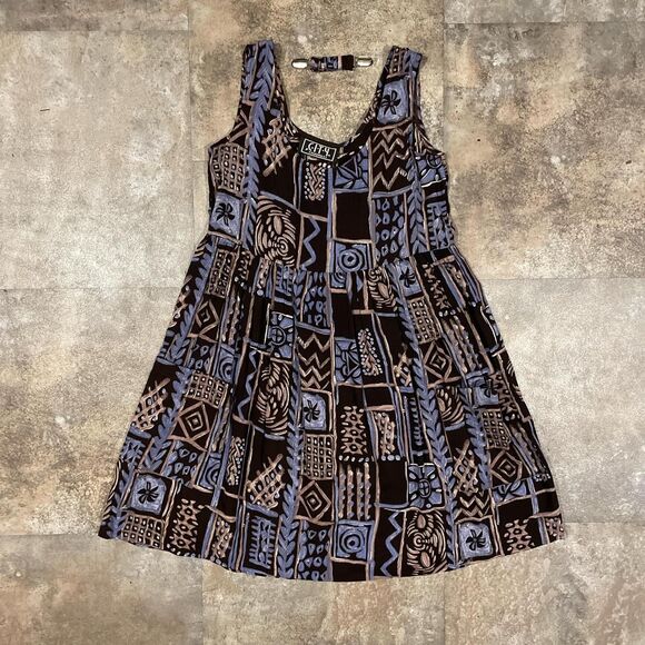 city triangles blue and black multicolor dress with pockets size small - Picture 3 of 8